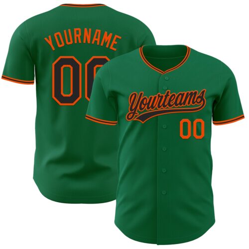 KellyGreen0780_f215cc16-09a3-470f-9c44-add5bb86b163 Custom Kelly Green Black-Orange Authentic Baseball Jersey