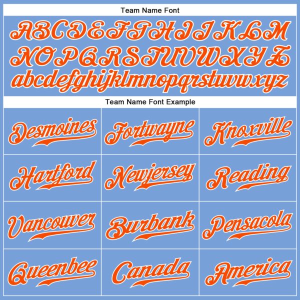 Custom Light Blue Orange-White Authentic Sleeveless Baseball Jersey