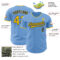Custom Light Blue Yellow-Navy Authentic Baseball Jersey