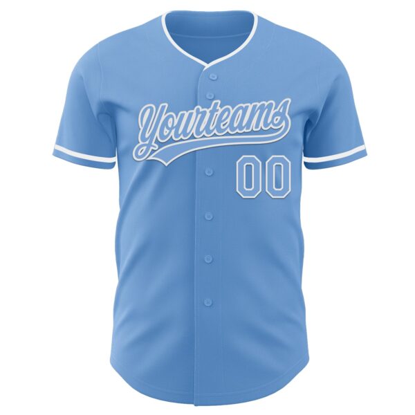 Custom Light Blue White Authentic Baseball Jersey