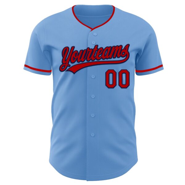 Custom Light Blue Red-Navy Authentic Baseball Jersey