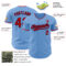 Custom Light Blue Red-Navy Authentic Baseball Jersey