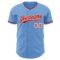 Custom Light Blue Red-White Authentic Baseball Jersey