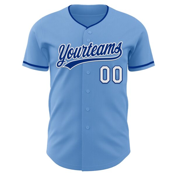 Custom Light Blue Royal-White Authentic Baseball Jersey
