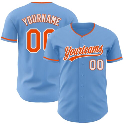 LightBlue0894_0cc4ef19-545d-42bd-a835-45d1bb5313ce Custom Light Blue Orange-White Authentic Baseball Jersey