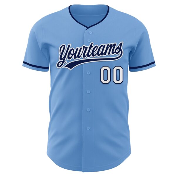 Custom Light Blue Navy-White Authentic Baseball Jersey