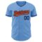 Custom Light Blue Orange-Navy Authentic Baseball Jersey