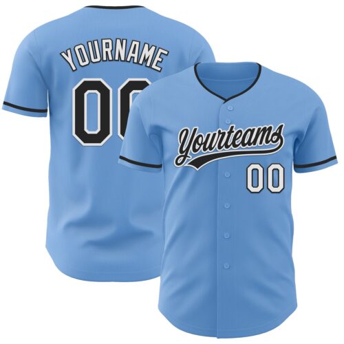 LightBlue0897_41d7c213-377a-4165-95de-31985ed58a27 Custom Light Blue Black-White Authentic Baseball Jersey
