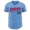 Custom Light Blue Pink-Black Authentic Baseball Jersey