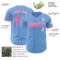 Custom Light Blue Pink-White Authentic Baseball Jersey