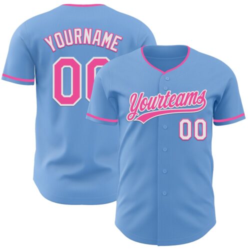 LightBlue0899_f762e874-e1aa-4ad0-92cf-1983143fc7b6 Custom Light Blue Pink-White Authentic Baseball Jersey