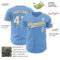 Custom Light Blue White-Old Gold Authentic Baseball Jersey