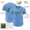 Custom Light Blue Green-White Authentic Baseball Jersey
