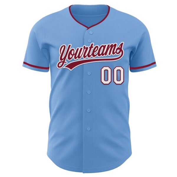 Custom Light Blue Crimson-White Authentic Baseball Jersey