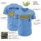 Custom Light Blue Gold-Navy Authentic Baseball Jersey