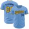 Custom Light Blue Gold-Navy Authentic Baseball Jersey