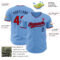 Custom Light Blue Red-Navy Authentic Baseball Jersey