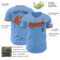 Custom Light Blue Orange-Black Authentic Baseball Jersey