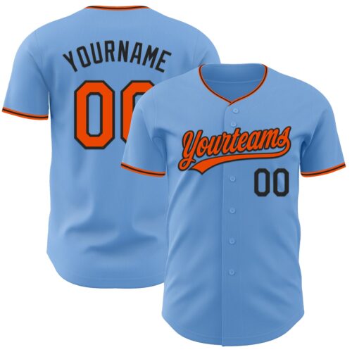 LightBlue0911 Custom Light Blue Orange-Black Authentic Baseball Jersey