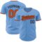 Custom Light Blue Orange-Black Authentic Baseball Jersey