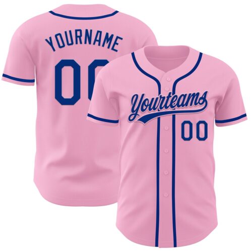 LightPink0052 Custom Light Pink Royal Authentic Baseball Jersey