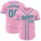 Custom Light Pink Teal Authentic Baseball Jersey