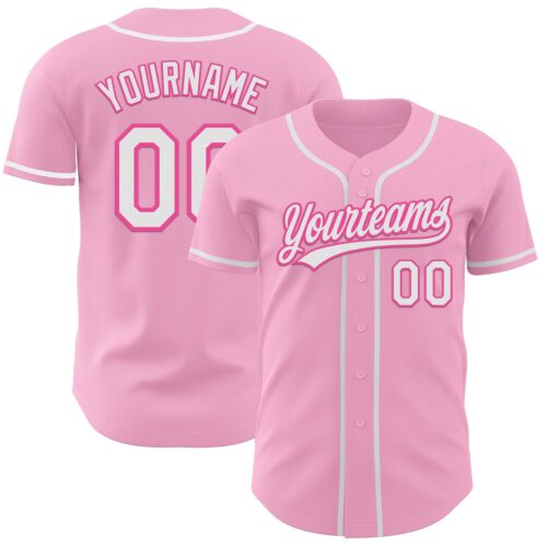 LightPink0071 Custom Light Pink White-Pink Authentic Baseball Jersey