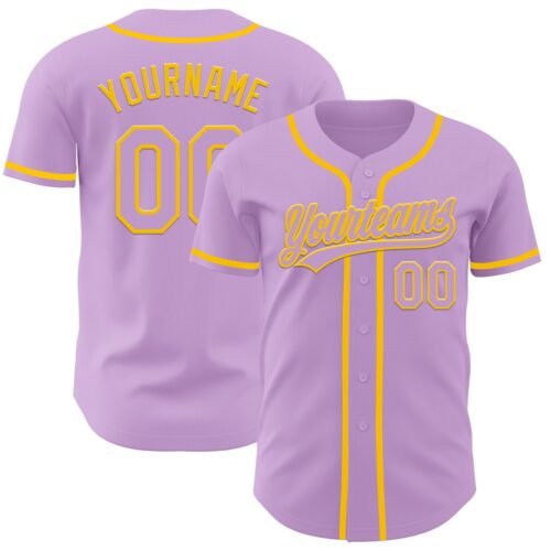 LightPurple0002 Custom Light Purple Yellow Authentic Baseball Jersey