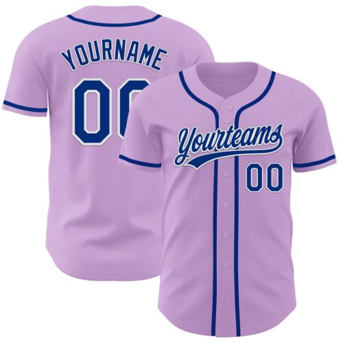 LightPurple0004 Custom Light Purple Royal-White Authentic Baseball Jersey