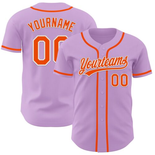 LightPurple0005 Custom Light Purple Orange-White Authentic Baseball Jersey