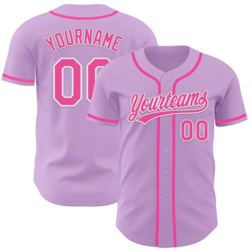 LightPurple0011 Custom Light Purple Pink-White Authentic Baseball Jersey