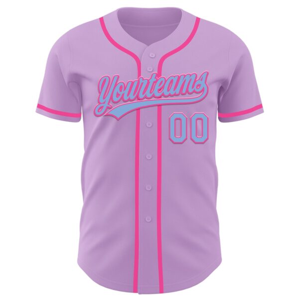 Custom Light Purple Light Blue-Pink Authentic Baseball Jersey