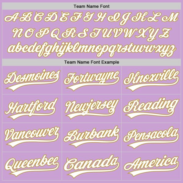 Custom Light Purple White-Old Gold Authentic Baseball Jersey