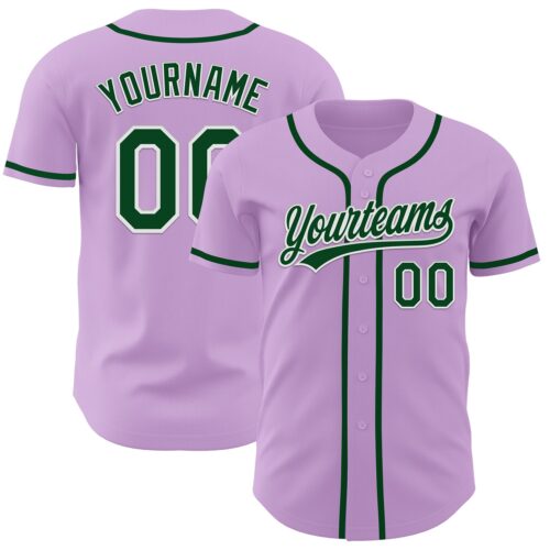 LightPurple0015 Custom Light Purple Green-White Authentic Baseball Jersey