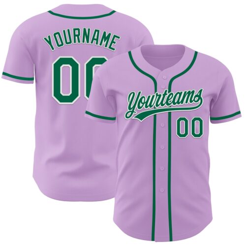 LightPurple0016 Custom Light Purple Kelly Green-White Authentic Baseball Jersey