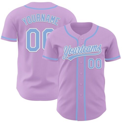 LightPurple0017 Custom Light Purple Light Blue-White Authentic Baseball Jersey