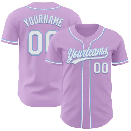 LightPurple0023 Custom Light Purple White-Light Blue Authentic Baseball Jersey