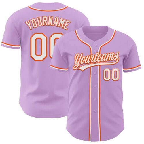 LightPurple0026 Custom Light Purple White-Orange Authentic Baseball Jersey