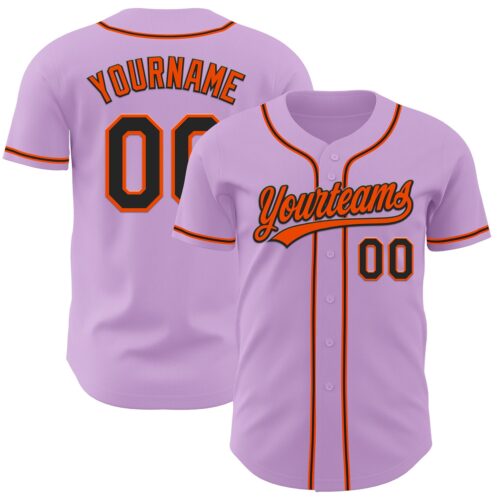 LightPurple0027 Custom Light Purple Black-Orange Authentic Baseball Jersey