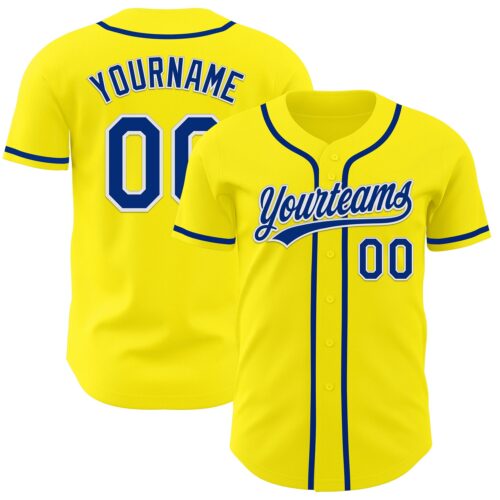LightYellow0002 Custom Light Yellow Royal-White Authentic Baseball Jersey