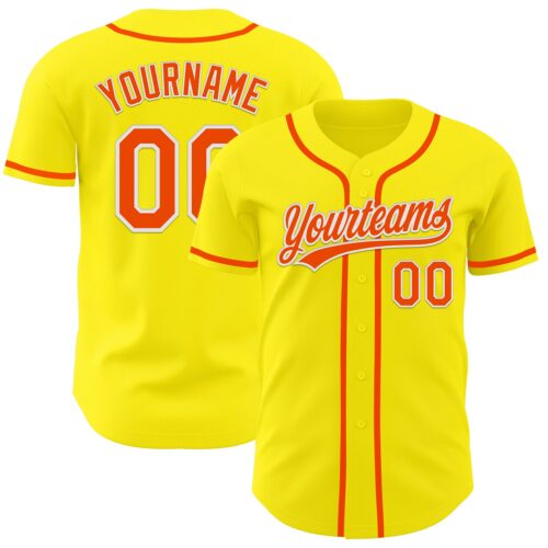 LightYellow0003 Custom Light Yellow Orange-White Authentic Baseball Jersey