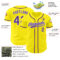 Custom Light Yellow Purple-White Authentic Baseball Jersey