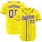 Custom Light Yellow Purple-White Authentic Baseball Jersey