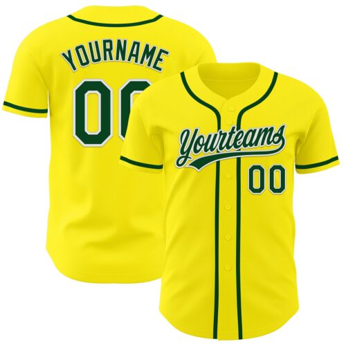 LightYellow0009 Custom Light Yellow Green-White Authentic Baseball Jersey
