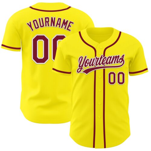 LightYellow0011 Custom Light Yellow Crimson-White Authentic Baseball Jersey