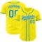 Custom Light Yellow Teal-White Authentic Baseball Jersey