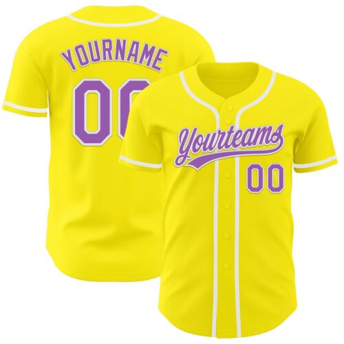 LightYellow0013 Custom Light Yellow Medium Purple-White Authentic Baseball Jersey