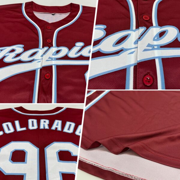 Custom Burgundy White-Light Blue Authentic Baseball Jersey