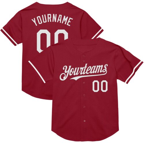 Maroon0149 Custom Maroon White Mesh Authentic Throwback Baseball Jersey