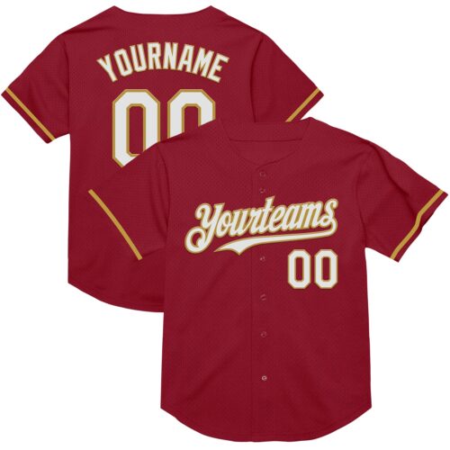 Maroon0150 Custom Maroon White-Old Gold Mesh Authentic Throwback Baseball Jersey